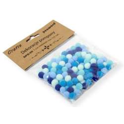 Dekoracje pompony 1cm mix niebieski 120szt