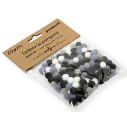 Dekoracje pompony 1cm mix czarny 120szt - 1
