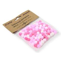 Dekoracje pompony 1cm mix różowy 120szt - 1