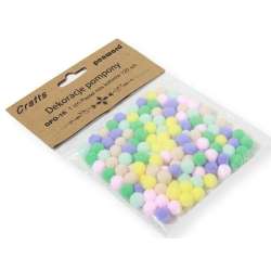 Dekoracje pompony 1cm pastel mix kolorów 120szt - 1