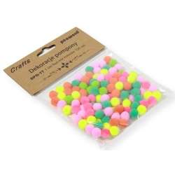 Dekoracje pompony 1cm fluo mix kolorów 120szt - 1