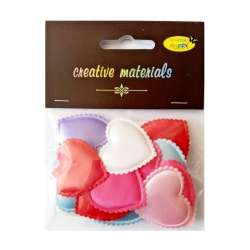 Aplikacje materiałowe serca 3,5cm 18 szt MIX - 1
