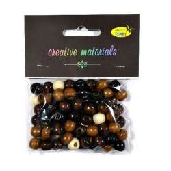 Koraliki drewniane naturalny mix 10mm 25g