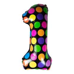Balon foliowy cyferka 1 w kropki