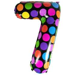 Balon foliowy cyferka 7 w kropki
