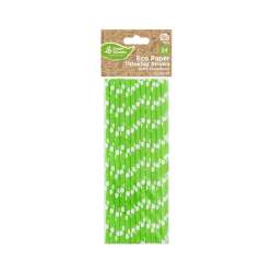 Słomki pap. pistacjowe w białe groszki 6x197mm 24s