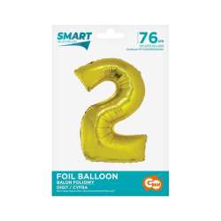 Balon foliowy cyfra 2 złota Smart 76cm (CH-SZL2)