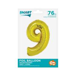 Balon foliowy cyfra 9 złota Smart 76cm (CH-SZL9) - 1