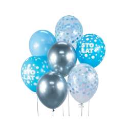 Balony B&C srebrno-niebieski Sto Lat 7szt (BB-SNS7) - 1