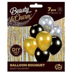 Balony Beauty&Charm bukiet złoto-czar. 30cm 7szt (BB-ZSC7)