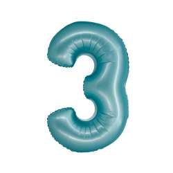 Balon foliowy Smart cyfra 3 niebieski matowy 76cm - 1