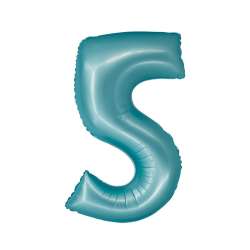 Balon foliowy Smart cyfra 5 niebieski matowy 76cm