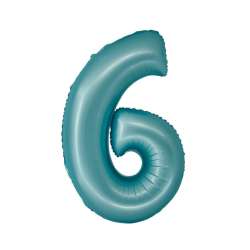 Balon foliowy Smart cyfra 6 niebieski matowy 76cm - 1