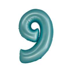 Balon foliowy Smart cyfra 9 niebieski matowy 76cm - 1