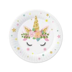 Talerzyki papierowe Jednorożec 18cm 6szt (PW-TJD7)