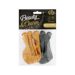 Balony Beauty&Charm metaliki złote i czarne 10szt - 1