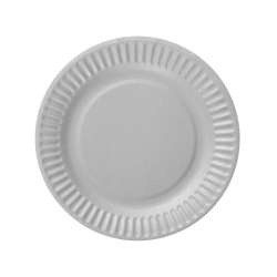 Talerzyki pap. jednokolorowe srebrne 18cm 6szt - 1
