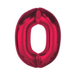 Balon foliowy cyfra 0 czerwona Smart 92cm - 1