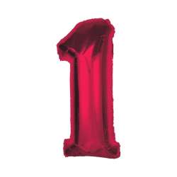Balon foliowy cyfra 1 czerwona Smart 92cm - 1