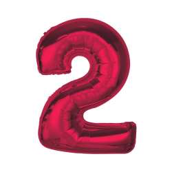 Balon foliowy cyfra 2 czerwona Smart 92cm - 1
