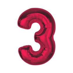Balon foliowy cyfra 3 czerwona Smart 92cm - 1