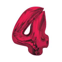 Balon foliowy cyfra 4 czerwona Smart 92cm - 1