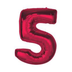 Balon foliowy cyfra 5 czerwona Smart 92cm - 1