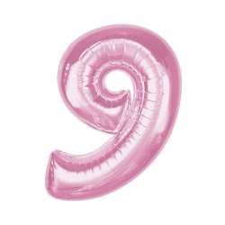 Balon foliowy cyfra 9 jasnoróżowa Smart 92cm - 1