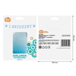 Girlanda papierowa 1 urodziny niebieska 1,8m