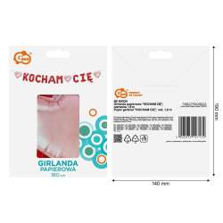 Girlanda papierowa Kocham Cię czerwona 1,8m - 1