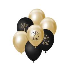 Balony B&C bukiet j. zloto-czarny sto lat 7szt