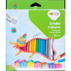 Kredki drewniane trójkątne 24kol HAPPY COLOR - 1