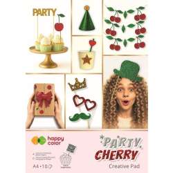 Blok A4 holographic+brokat 10ark Party Cherry