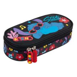 Piórnik saszetka usztywniona z wewnętrzną klapką Stitch Black Aloha (5903235679834) - 1