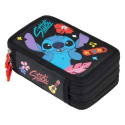 Piórnik potrójny z wyposażeniem Stitch Black Aloha (5903235679889)
