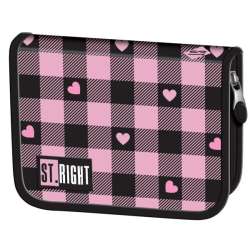 Piórnik dwuklapkowy bez wyposażenia PC-03 ST.RIGHT Pink Checkered (5903235680410)