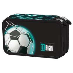 Piórnik podwójny z wyposażeniem ST.RIGHT PC-04 Neon Football (5903235681219) - 1