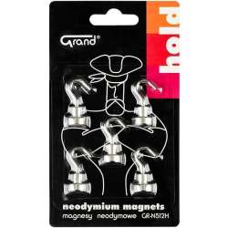 Magnesy neodymowe z haczykiem 12mm 5szt GRAND