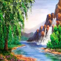 Mozaika diamentowa 5D - Wodospad 40x30cm - 1