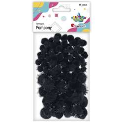 Pompony akrylowe i brokatowe 85szt czarne - 1