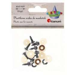 Oczy do maskotek plastikowe 10mm z mocowaniem 8szt