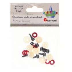 Oczy do maskotek plastikowe 10mm z mocowaniem 8szt