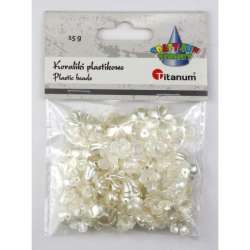 Koraliki plastikowe kwiatki białe perłowe 15g