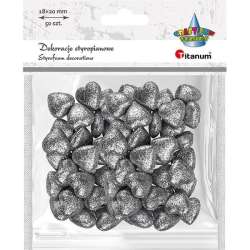 Styropianowe serca 19x19mm srebrne 50szt