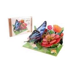 Puzzle 3D drewniane motyl na kwiatach - 1