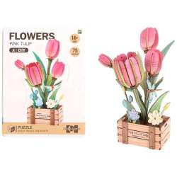 Puzzle 3D drewniane kwiaty tulipany - 1