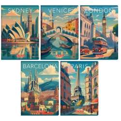 Zeszyt A5/60K linia z margines Retro City (10szt)