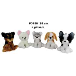 Maskotka Pies 5 wzorów 25cm z dźwiękiem 152497 SunDay mix cena za 1 szt (P3158)