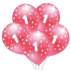 Balon 1 różowy metalik 5szt (BAL17) - 1