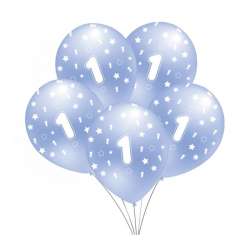 Balon 1 niebieski metalik 5szt (BAL18)